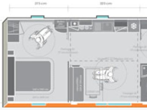 MOBILHOME 6 personnes - Mobil Home PMR Ty Lok 3 Pièces 4/6 Personnes + TV