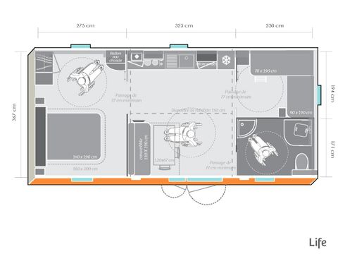 MOBILHOME 6 personnes - TY MOR  PMR