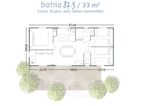 MOBILHOME 6 personnes - Mobil-Home CONFORT - 3 chambres - terrasse couverte - TV -