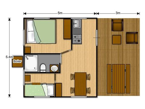 TENTE TOILE ET BOIS 4 personnes - LODGE SAFARI WOODY