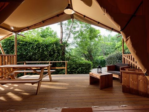 Tente en toile et en bois 4 personnes - LODGE SAFARI WOODY
