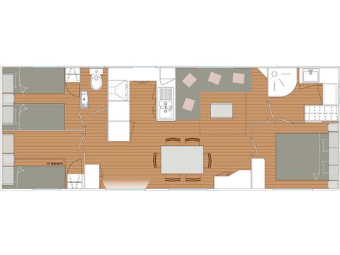 MOBILHOME 6 personnes - Blueberry 3  PREMIUM -2 chambres 40m²- *Clim, terrasse, TV*