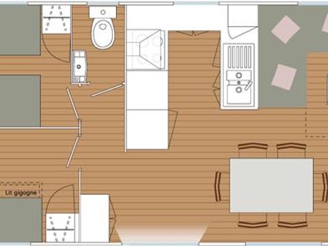 MOBILHOME 6 personnes - Blueberry 3  PREMIUM -2 chambres 40m²- *Clim, terrasse, TV*