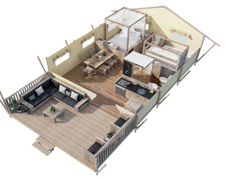 TENTE TOILE ET BOIS 5 personnes - Taiga