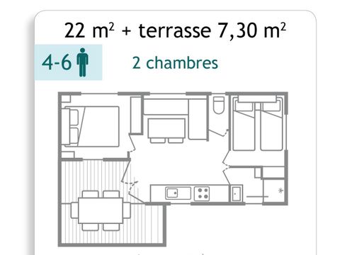 Mobilhome 6 personnes - mobile home 4/6 personnes