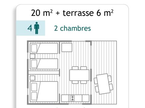BUNGALOW TOILÉ 4 personnes - Sans sanitaires