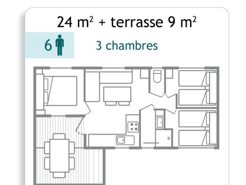 MOBILHOME 6 personnes - Mobil home - 3 chambres - 24m² 6 pers