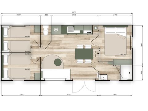 MOBILHOME 6 personnes - Mobil Home Confort - 3 chambres 6 pers