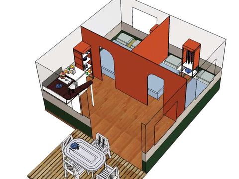 BUNGALOW 4 personnes - Toile Cyrus, Sans sanitaires dimanche haute saison