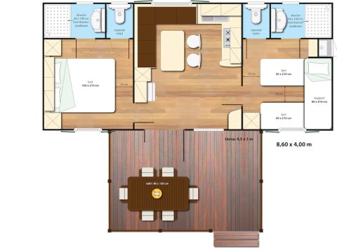 MOBILHOME 5 personnes - SunLodge Redwood (arrivée en haute saison le vendredi))