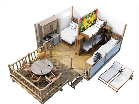 TENTE TOILE ET BOIS 5 personnes - SunLodge Jungle