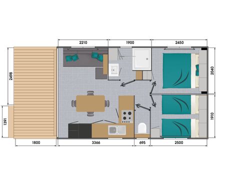 Mobilhome 5 personnes - Cottage Living - climatisé