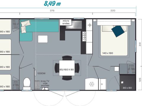 Mobilhome 7 personnes - Family XL 39 m² - climatisé
