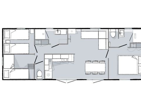 Mobilhome 6 personnes - Premium - 3 chambres - 2 salles de bain 40m²