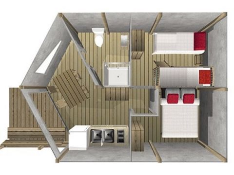 BUNGALOW TOILÉ 5 personnes - Junior 2 chambres 21m²