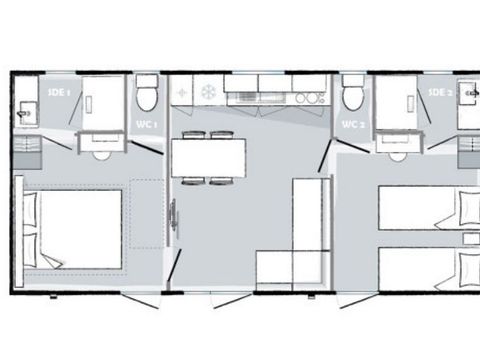 Mobilhome 6 personnes - Premium - 2 chambres - 2 salles de bain 33m²