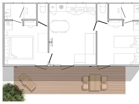 Mobilhome 6 personnes - Mahana - 2 chambres - 2 salles de bain 33m²