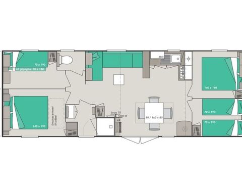 MOBILHOME 8 personnes -  Confort 4 chambres 37m²