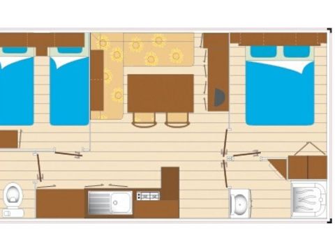 MOBILHOME 6 personnes - Mobil Home 2 ch 4/6 pl Terrasse semi-couverte TV sans Clim