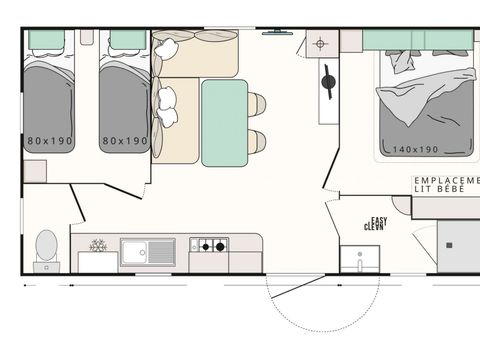 Mobilhome 7 personnes - Evasion+ - 2 chambres - 28m²