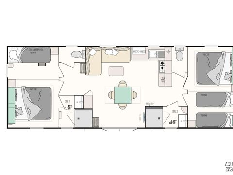 Mobilhome 8 personnes - Confort+ - 4 chambres - 2 salles de bain 40 m²