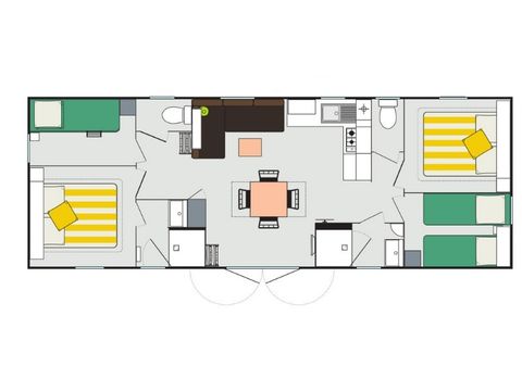 Mobilhome 8 personnes - Confort+ - 4 chambres - 2 salles de bain 40 m²