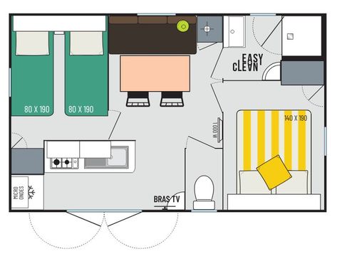 Mobilhome 4 personnes - Cocoon+ - 2 chambres - 23 m²