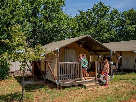 Tente en toile et en bois 5 personnes - Tente Eco Lodge | 2 Ch. | 4/5 Pers. | Terrasse simple