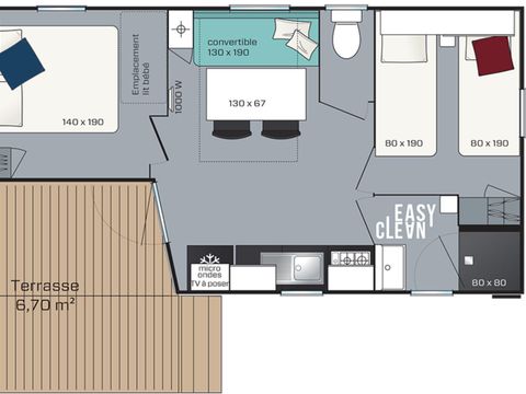 MOBILHOME 4 personnes - Pavillon Classic 30m² - Climatisation - TV