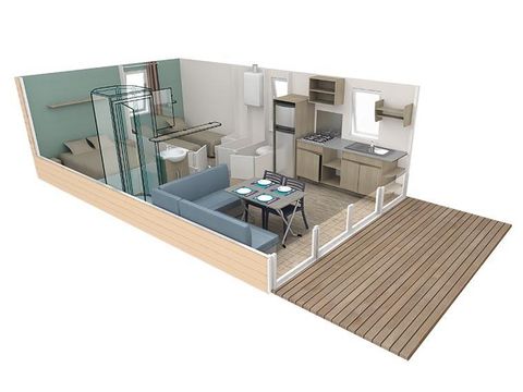 MOBILHOME 4 personnes - Loggia Premium 33m² - Bord de lac - Climatisation - TV
