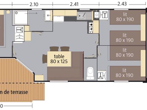 MOBILHOME 6 personnes - Loft Confort 32m² - Climatisation - TV