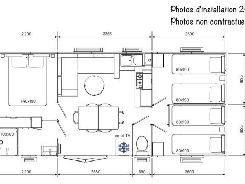 MOBILHOME 6 personnes - Espace 33m² - Climatisation TV