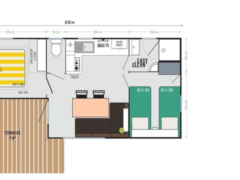 MOBILHOME 4 personnes - GRAND CONFORT - TV - BBQ