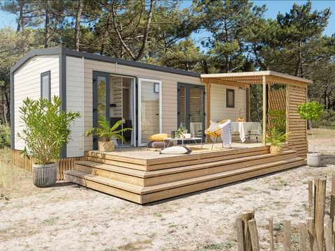 MOBILHOME 4 personnes - Mobil-home Vue Loire 33m² Premium / 2 chambres + TV + LV + Clim + Terrasse couverte 4 pers