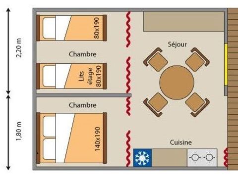 Tente 4 personnes - Amazone - moins de 7 nuits (sanitaires communs du camping)