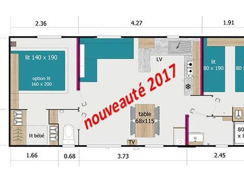 Mobilhome 4 personnes - Morgane Premium 33m² - 2 chambres - Terrasse couverte