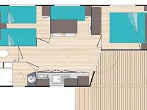 Mobilhome 4 personnes - Lancelot Standard 25m² - 2 chambres - Terrasse semi couverte