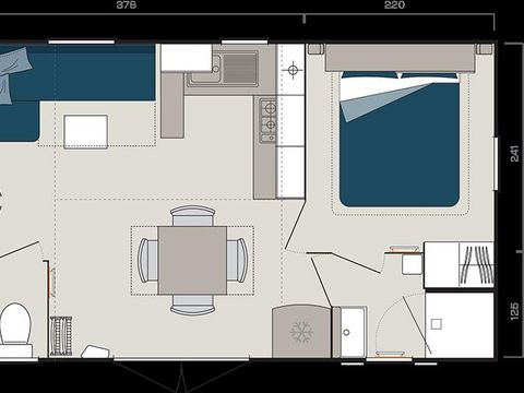 Mobilhome 4/6 personnes - Caélia Confort 31m² - 3 chambres - Terrasse couverte / Zone piétonne