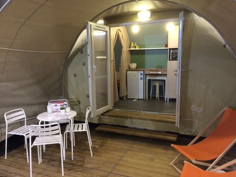 Tente en toile et en bois 4 personnes - Chalet tente Crevette