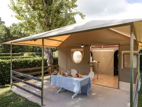 Tente en toile et en bois 5 personnes - Lodge 2 chambres 5 pers