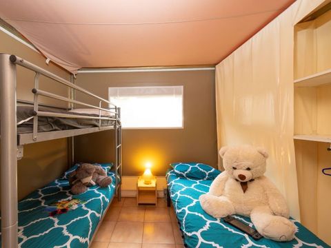 Tente en toile et en bois 5 personnes - Lodge 2 chambres 5 pers