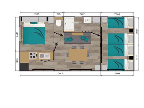 Mobilhome 6 personnes - Mobil-home Premium 3 chambres