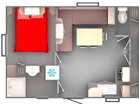 Mobilhome 6 personnes - Mobil-home Standard Relax 33m² - 3 chambres + Terrasse avec parasol - 6 pers