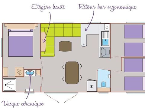 Mobilhome 6 personnes - Mobil-home Standard Relax 33m² - 3 chambres + Terrasse avec parasol - 6 pers