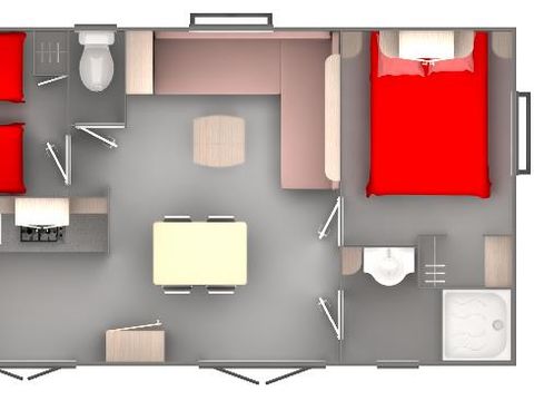 MOBILHOME 4 personnes - Confort Cocoon 28m² - 2 chambres + Terrasse couverte