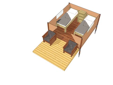 Tente en toile et en bois 2 personnes - Lodge Insolite Bivouac (sans sanitaires, sans cuisine) (1ch- 1/2pers) 1/2 pers