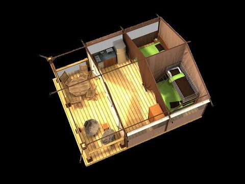Tente en toile et en bois 4 personnes - VICTORIA sans sanitaires
