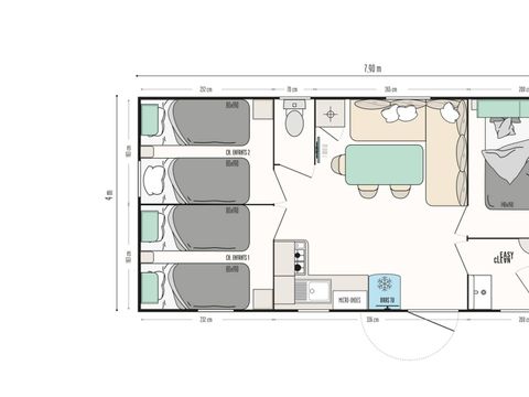 MOBILHOME 6 personnes - Mobil-home | Comfort | 3 Ch. | 6 Pers. | Terrasse surélevée | Clim.