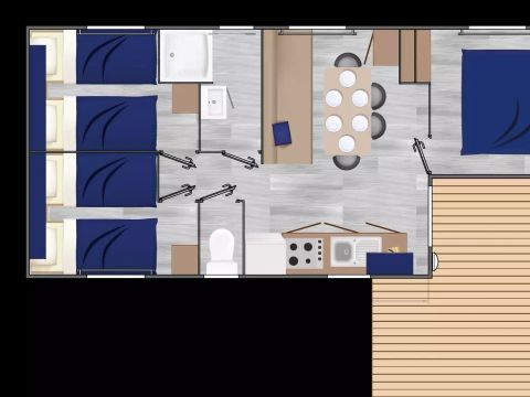 MOBILHOME 6 personnes - Cottage Privilège 4 Pièces 6 Personnes + TV