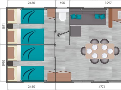 MOBILHOME 6 personnes - Premium 3 Chambres 6 personnes